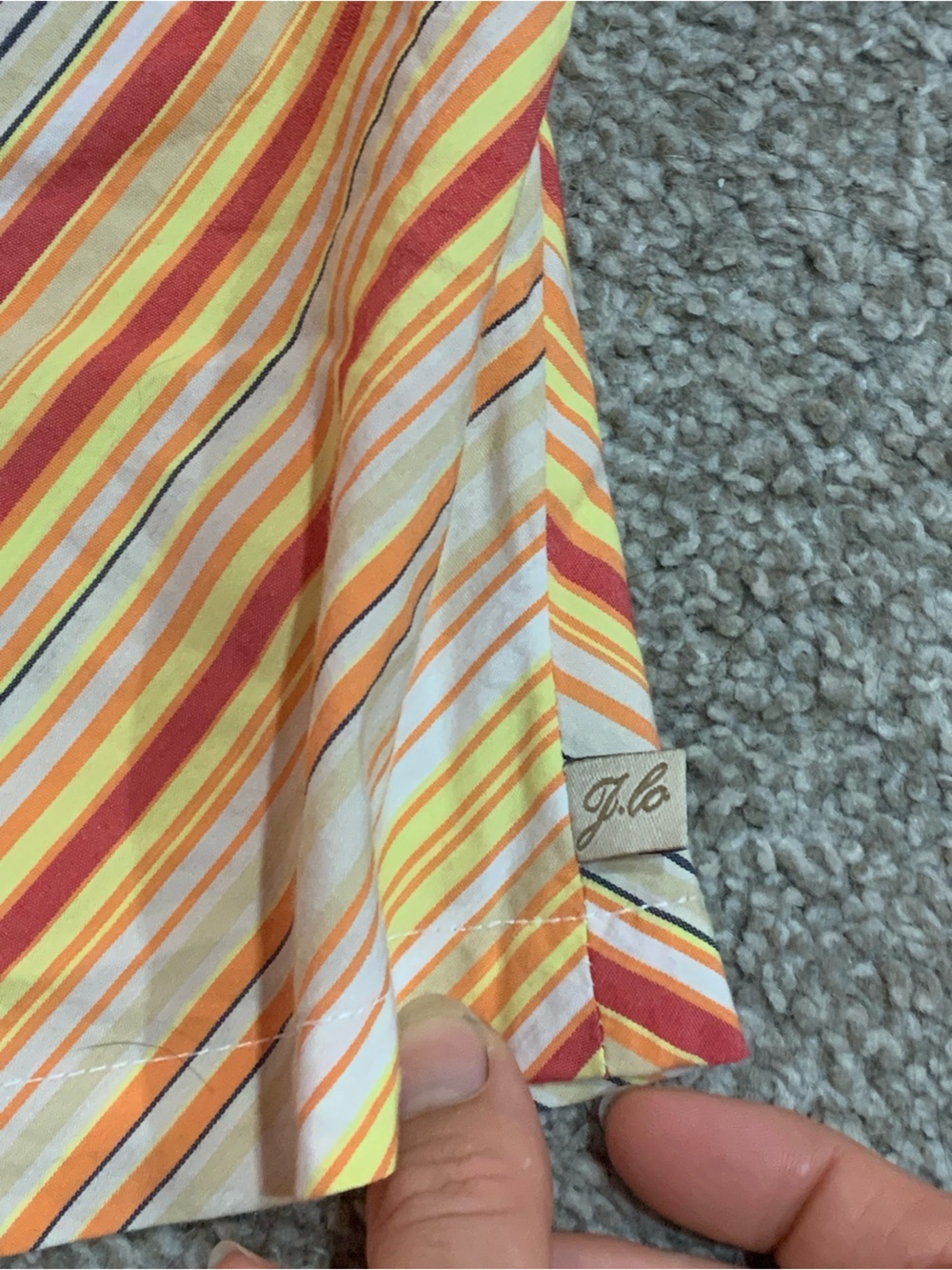 Jennifer Lopez Striped Halter Tank Top in Orange, Yellow & Cream - Picture 4 of 4